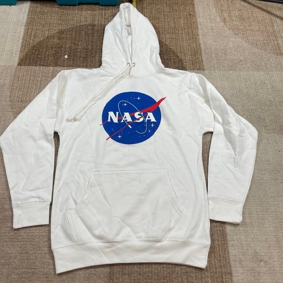NASA VINTAGE WHITE HOODIE SZ SMALL S - Picture 1 of 6